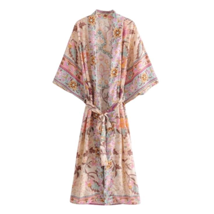 Long pink floral kimono - Maisonippon