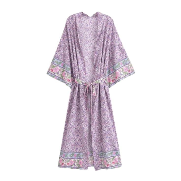 Long Kimono | Lilac floral - Maisonippon