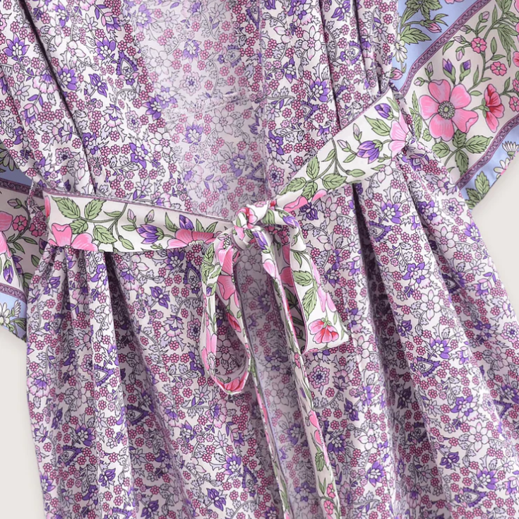 Long Kimono | Lilac floral - Maisonippon